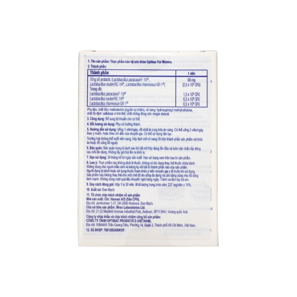 Liều dùng và cách uống Optibac For Women