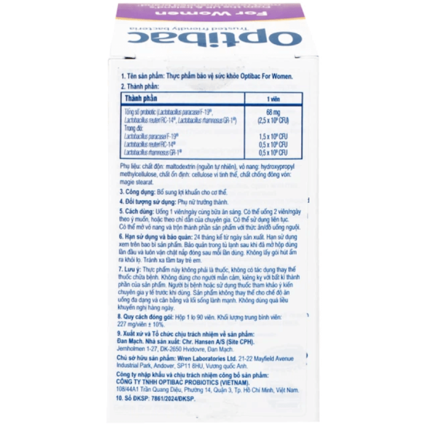 Ưu điểm nổi bật của Optibac For Women 90v